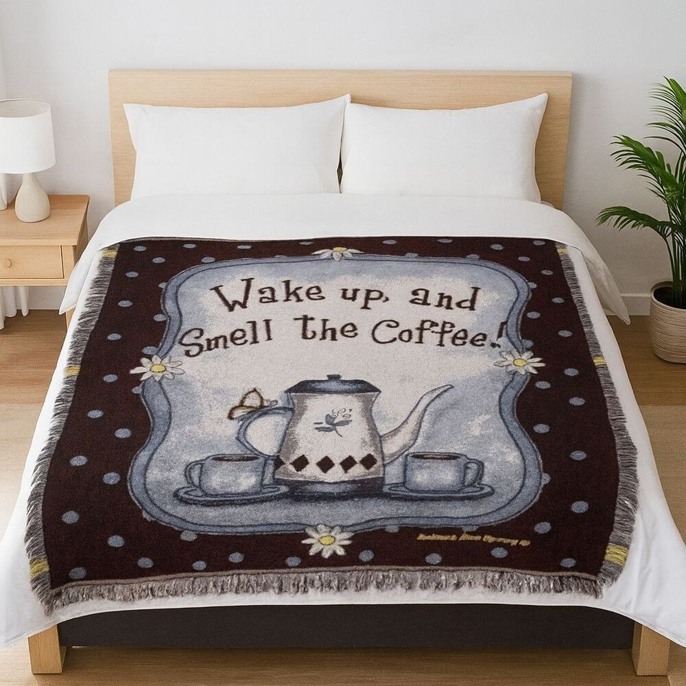 Blanket 50 x 60 By Barbara Ann McKinney Coffee Themed Tapestry Throw Blanket